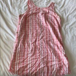 Light red and white checked picnic dress w/buttons